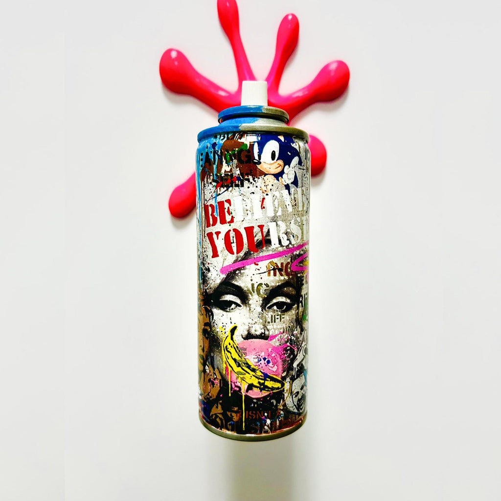 Brainwashing Icon of style Monroe Graffiti Torn Spraycan Sculpture with Plastic Splash
