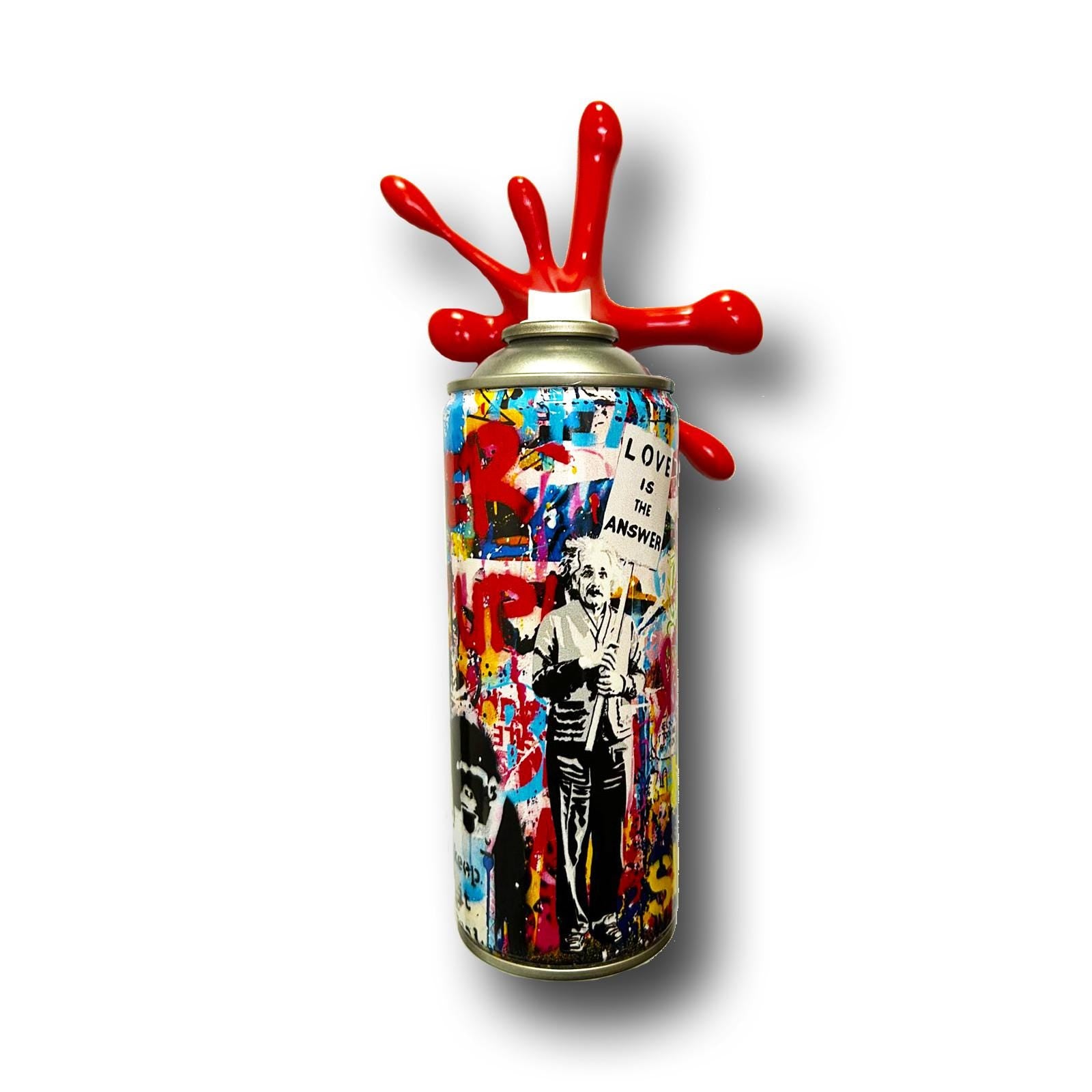 Brainwashing Never give up Graffiti Torn Spraycan Sculpture with Plastic Splash