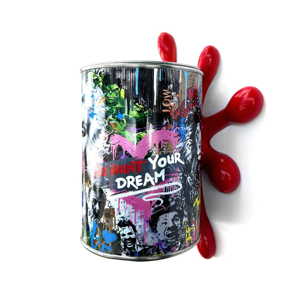 Brainwaing Icon Graffiti Paint can Sculpture with Plastic Splash
