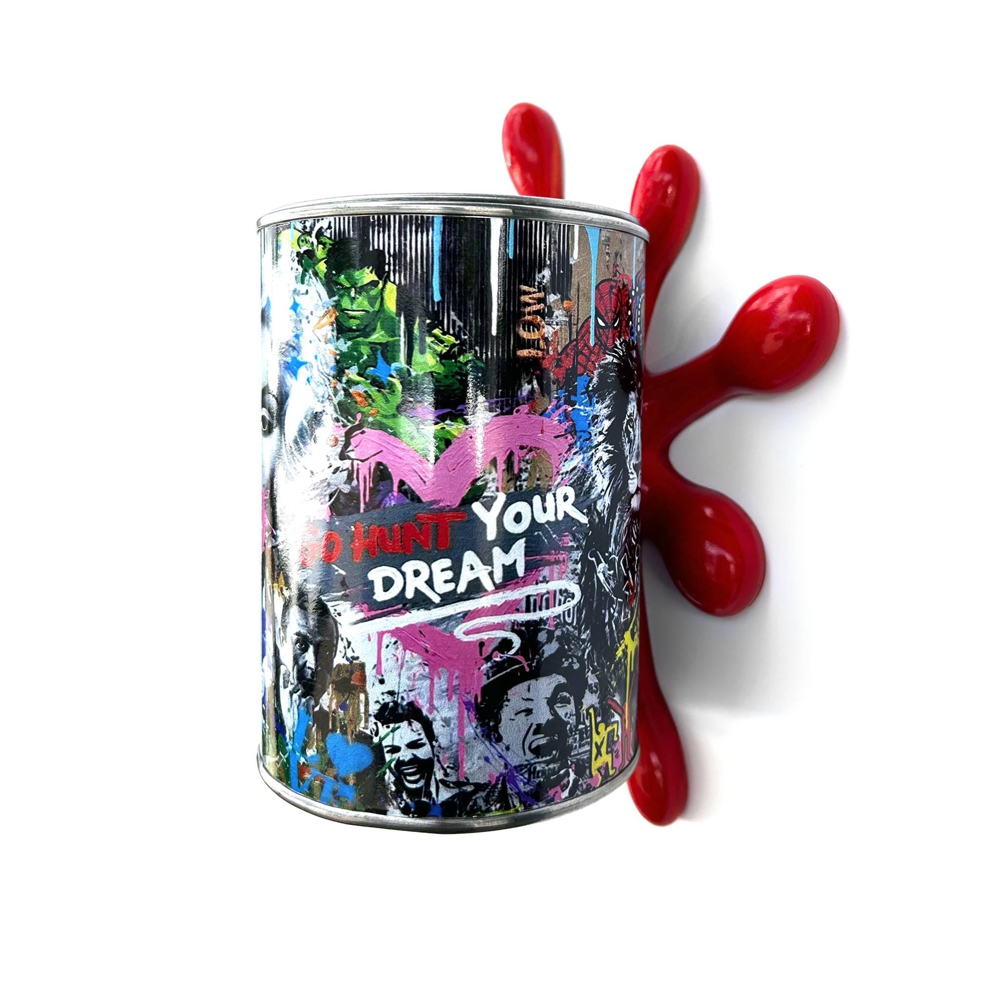 Brainwaing Icon Graffiti Paint can Sculpture with Plastic Splash