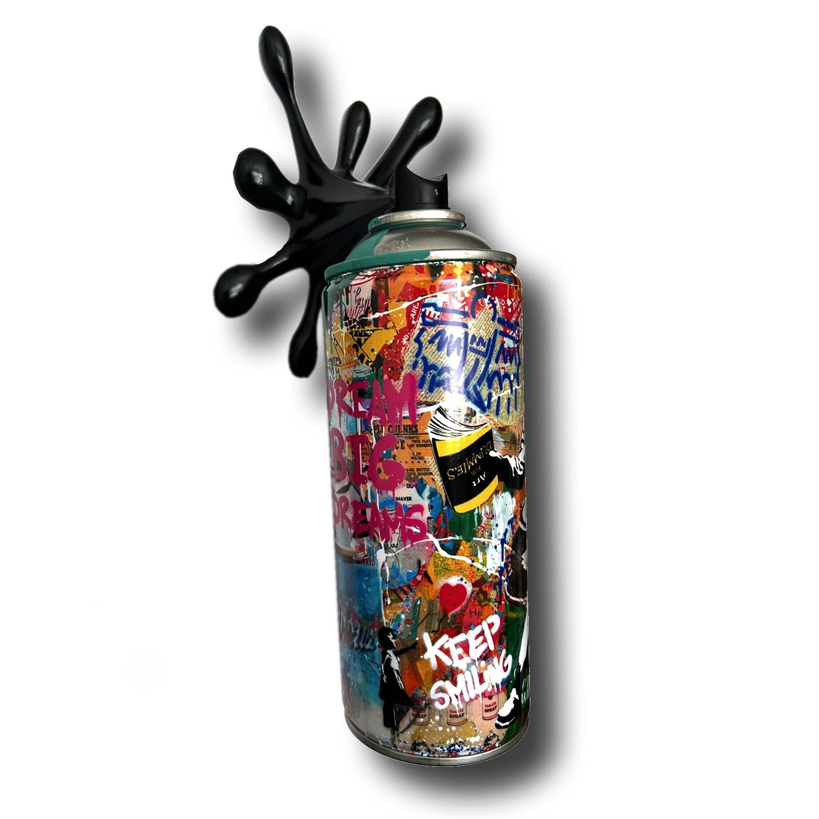 Banksy Throver Graffiti Torn Spraycan Sculpture with Plastic Splash