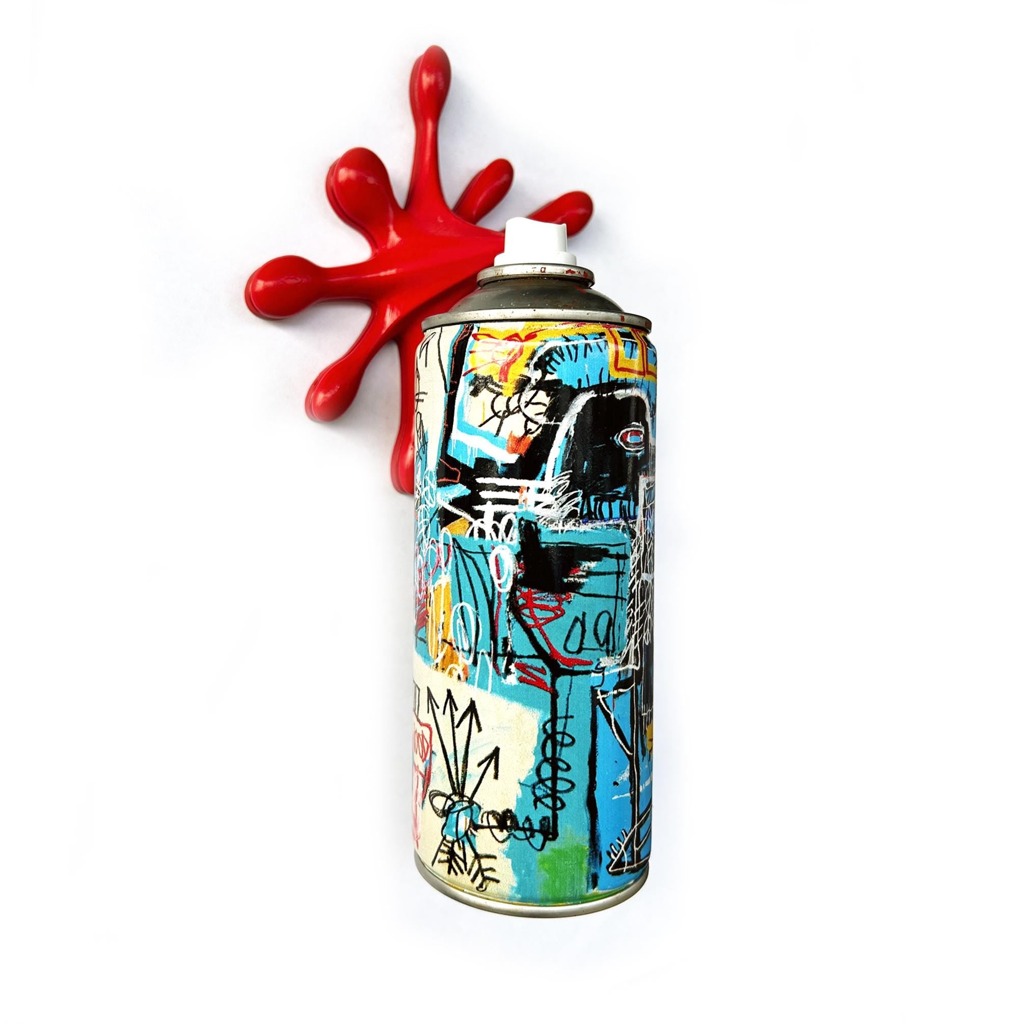 Bird on money by Basquiat Graffiti Torn Spraycan Sculpture with Plastic Splash