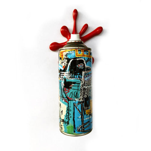Bird on money by Basquiat Graffiti Torn Spraycan Sculpture with Plastic Splash
