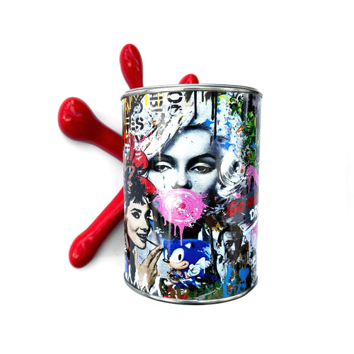 Brainwaing Icon Graffiti Paint can Sculpture with Plastic Splash