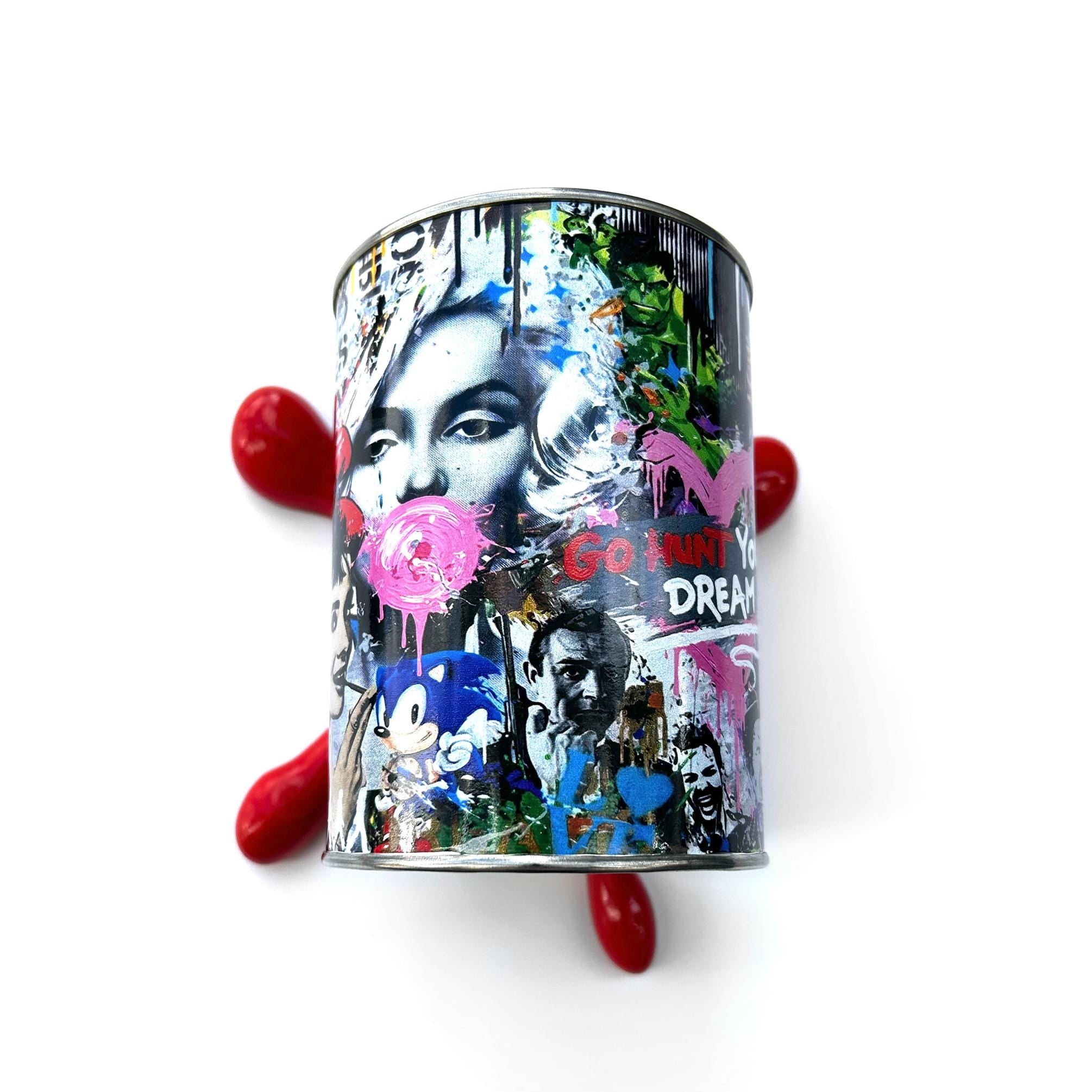 Brainwaing Icon Graffiti Paint can Sculpture with Plastic Splash