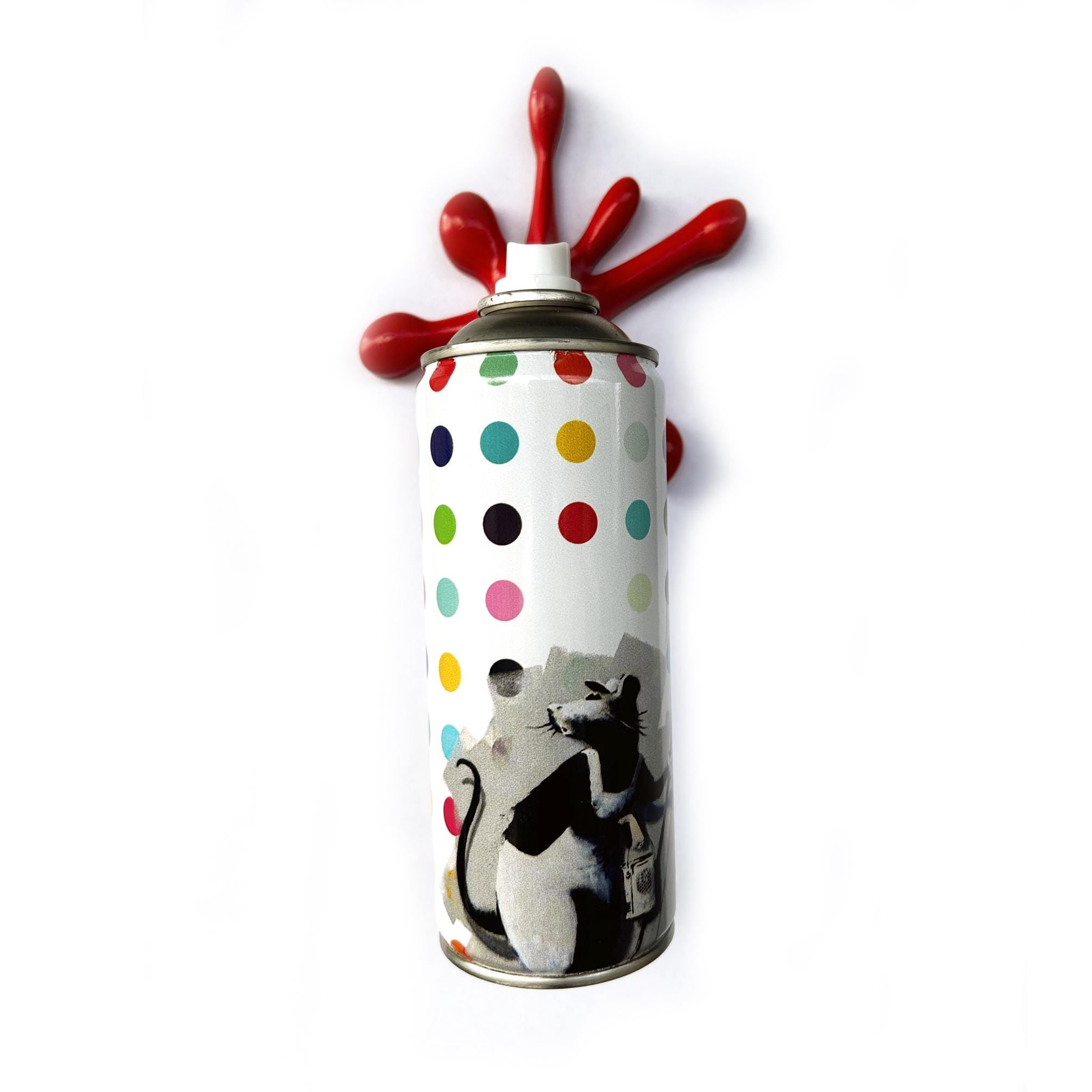 Funky Mouse Painter Graffiti Torn Spraycan Sculpture with Plastic Splash