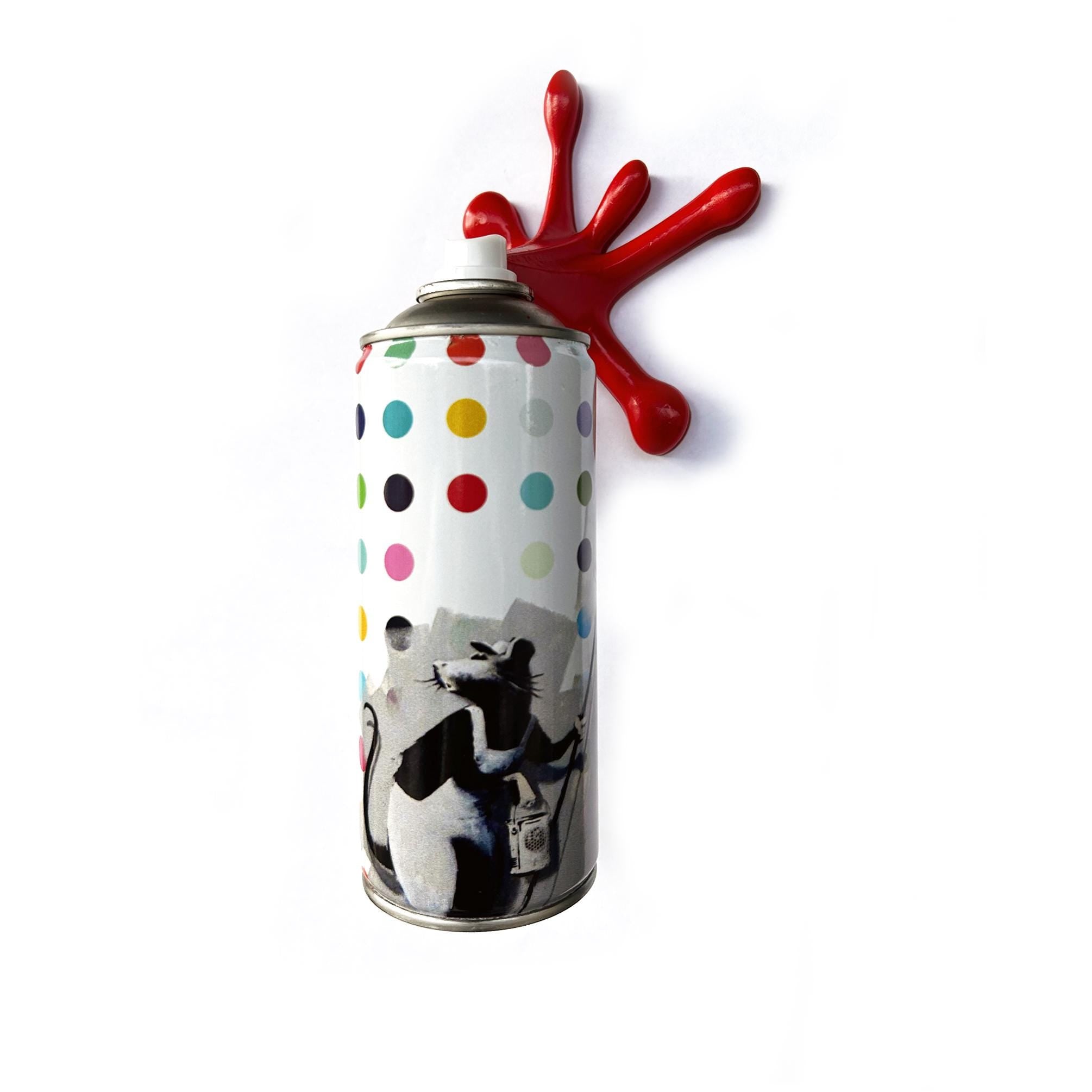 Funky Mouse Painter Graffiti Torn Spraycan Sculpture with Plastic Splash
