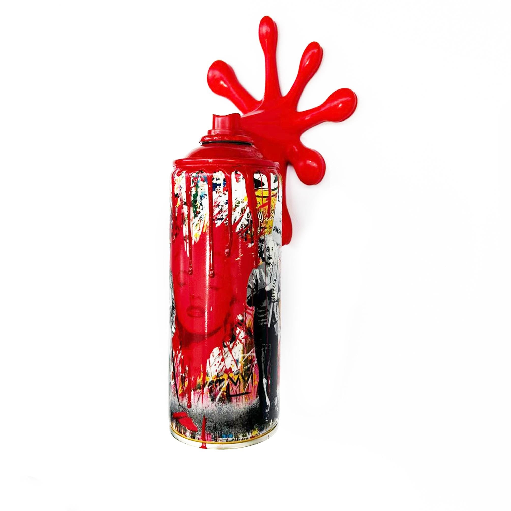 Juxtapose Torn Spray Graffiti Torn Spraycan Sculpture with Plastic Splash